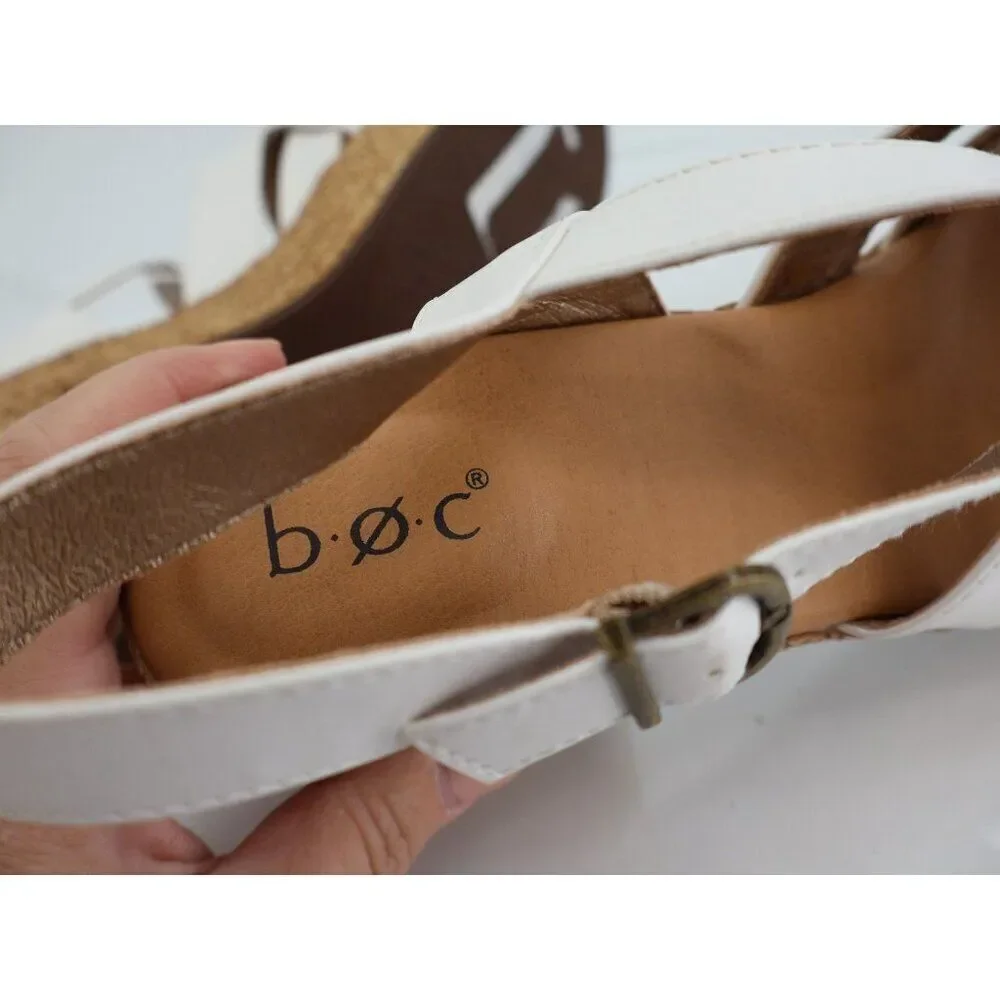 Born BOC Melodie Sandals Women's 11 White Vegan Leather Strappy Slingback Shoes